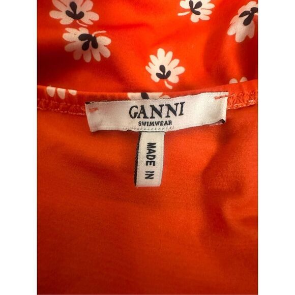 NEW COLUMBINE WRAP-EFFECT FLORAL-PRINT HALTERNECK SWIMSUIT IN TOMATO RED 38/M/6 - Picture 5 of 8